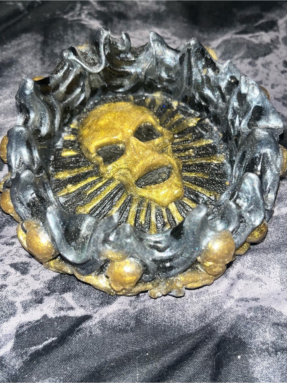 Gold and Black Skull Decorative resin ashtray